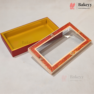 Red Floral Border Window Sweet & Chocolate Gift Box | With & Without Cavity | Multiple Capacities