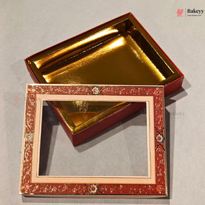Red Floral Border Window Sweet & Chocolate Gift Box | With & Without Cavity | Multiple Capacities