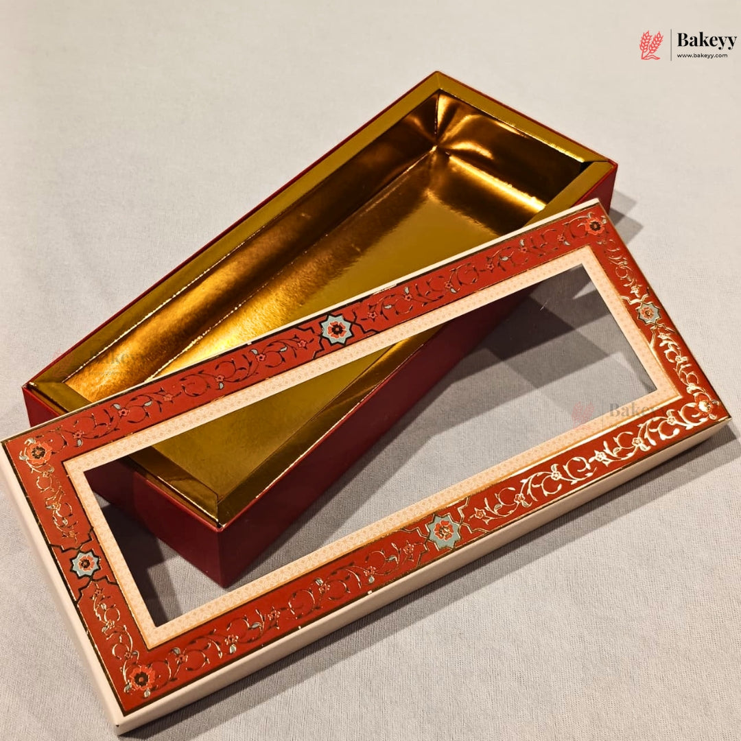 Red Floral Border Window Sweet & Chocolate Gift Box | With & Without Cavity | Multiple Capacities