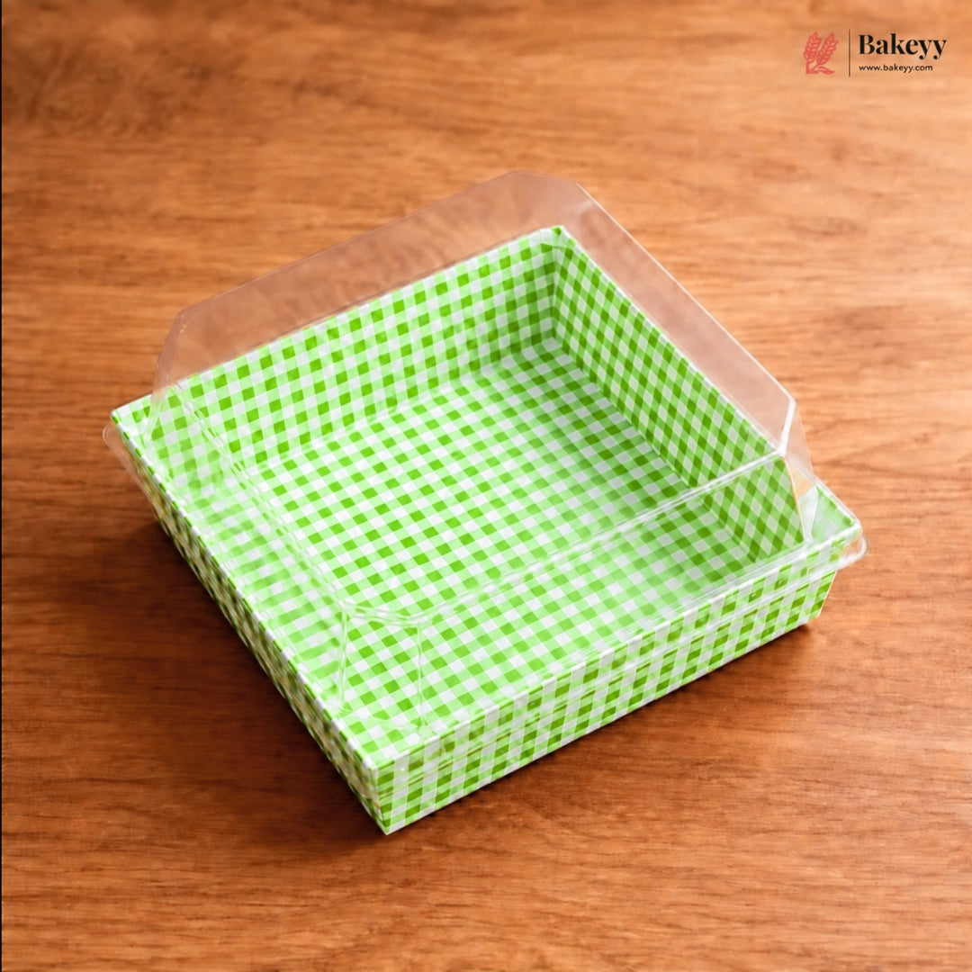 Grid pattern Clear Lid Dessert Box for Cakes, Cookies & Bakery Packaging | Pack of 50