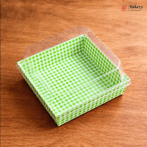 Grid pattern Clear Lid Dessert Box for Cakes, Cookies & Bakery Packaging | Pack of 50