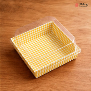 Grid pattern Clear Lid Dessert Box for Cakes, Cookies & Bakery Packaging | Pack of 50