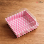 Grid pattern Clear Lid Dessert Box for Cakes, Cookies & Bakery Packaging | Pack of 50