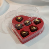 Red Heart Shape Chocolate Box with Transparent Lid | 6 Cavity  Chocolate Gift Box | Pack of 25