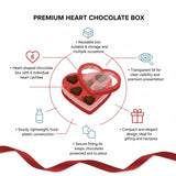 Red Heart Shape Chocolate Box with Transparent Lid | 6 Cavity  Chocolate Gift Box | Pack of 25