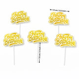 Reflective Happy Birthday Cake Topper | Multiple Design Options with Wooden Stick | Pack of 50