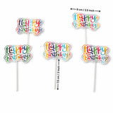 Reflective Happy Birthday Cake Topper | Multiple Design Options with Wooden Stick | Pack of 50