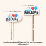 Happy Birthday Cake Toppers | Multiple Design Options with Wooden Stick | Pack of 50
