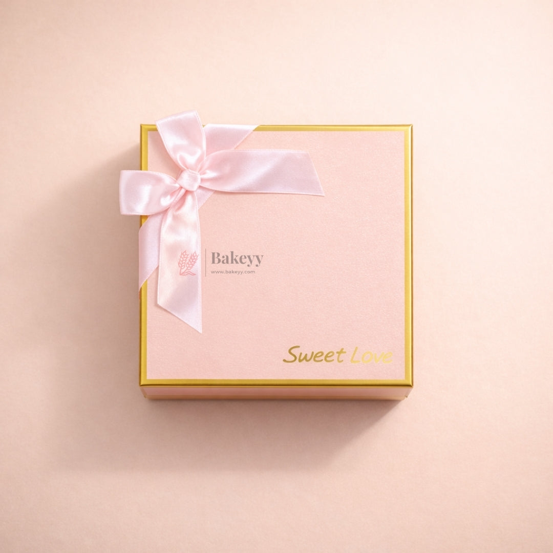 9 Cavity Gift Box | Rigid Chocolate Box with Ribbon | Sweet Love Gift Box | Premium Empty Chocolate Packing Box | Pack of 1