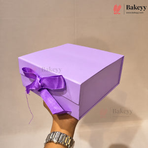 Plain Rigid Gift Boxes with Satin Ribbon | Magnetic Lock & Multi Colors | Pack of 1
