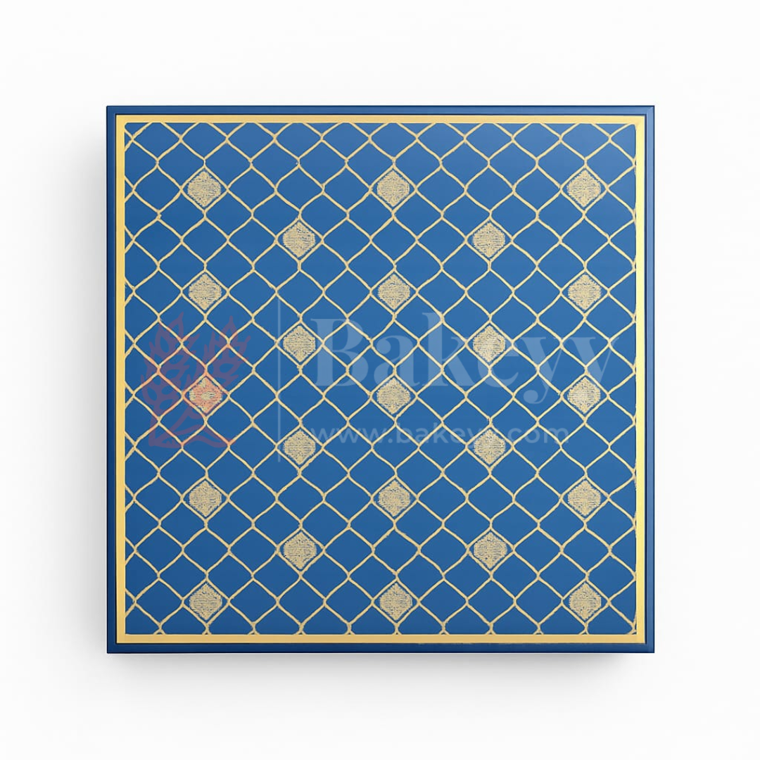 8x8x1.5 Inch | Rigid Chocolate Box | Elegant 4-Compartment Festive Hamper Box | Diwali Sweet box | Dry Fruit Box | Blue | 1 Piece