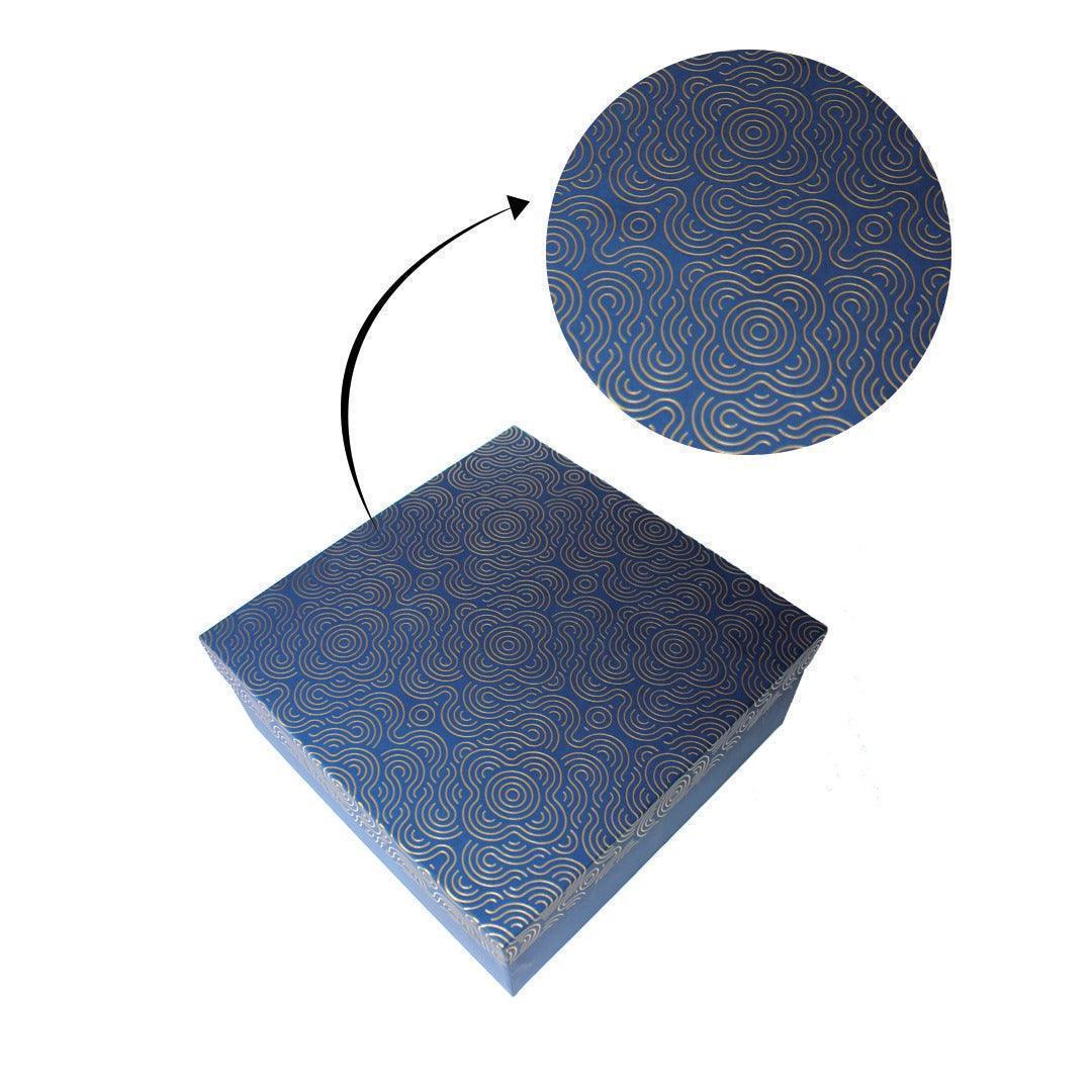 Rigid Gift Box with Jute Bags | Hamper Box | Square Shape | - Bakeyy.com - India - Rigid Gift Box with Jute Bags | Hamper Box | Square Shape | - Blue