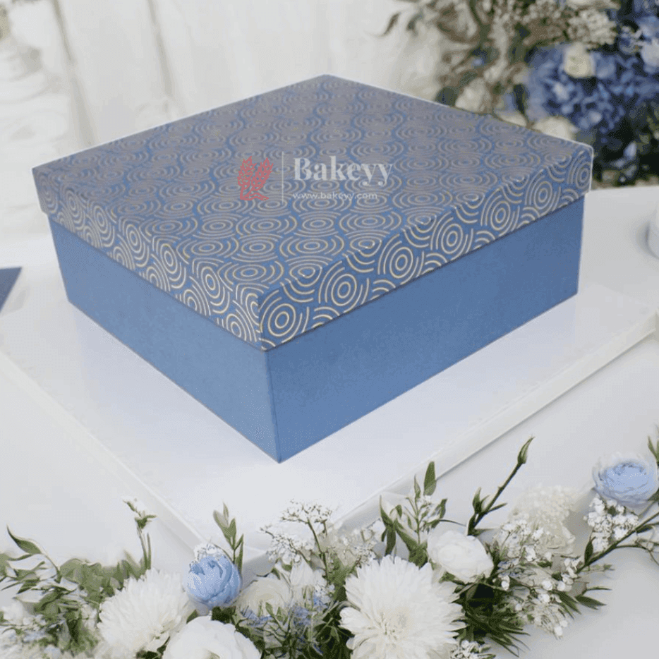 10x10x4 Inch Empty Rigid Gift Box | Hamper Box | Square Shape (Blue , Red , Green) - Bakeyy.com - India - 10x10x4 Inch Empty Rigid Gift Box | Hamper Box | Square Shape (Blue , Red , Green) - Blue