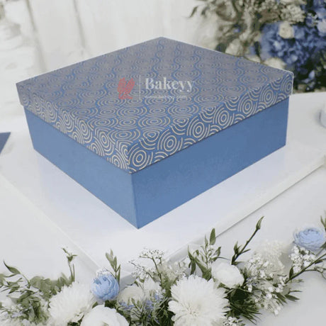 10x10x4 Inch Empty Rigid Gift Box | Hamper Box | Square Shape (Blue , Red , Green) - Bakeyy.com - India - 10x10x4 Inch Empty Rigid Gift Box | Hamper Box | Square Shape (Blue , Red , Green) - Blue