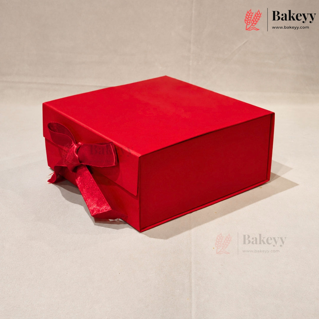 Collapsible Plain Hamper Box with Satin Ribbon & Magnetic Lock | Multiple Colors
