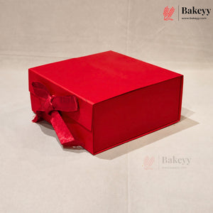 Collapsible Plain Hamper Box with Satin Ribbon & Magnetic Lock | Multiple Colors