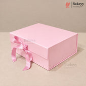 Collapsible Plain Hamper Box with Satin Ribbon & Magnetic Lock | Multiple Colors