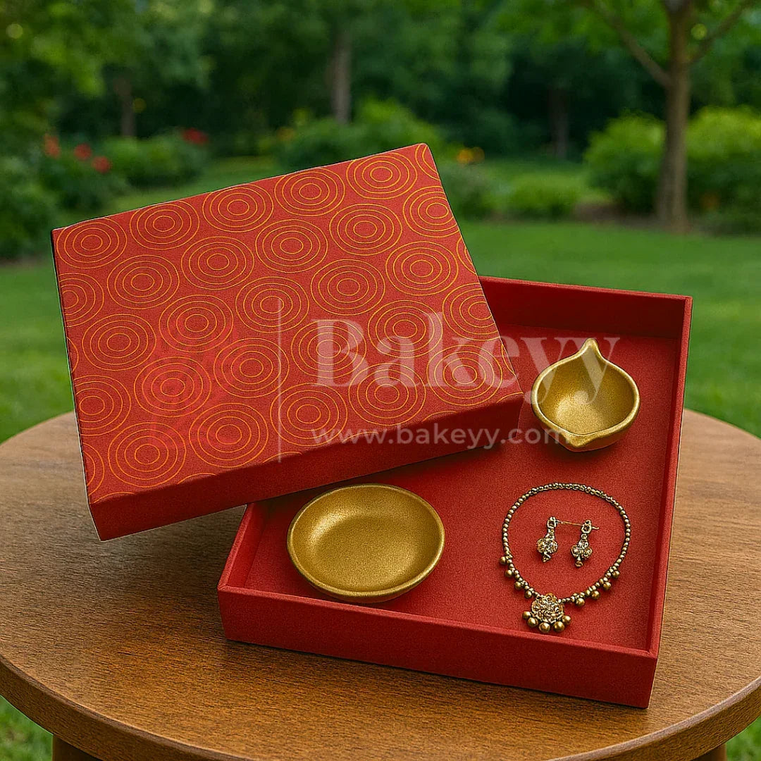 10x10x4 Inch| Rigid Square Shaped Gift Box | Hamper Box | Red | 1 Piece - Bakeyy.com - India - 10x10x4 Inch| Rigid Square Shaped Gift Box | Hamper Box | Red | 1 Piece - Default Title