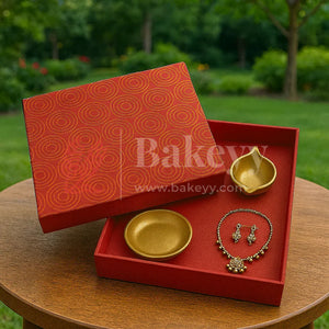 10x10x4 Inch| Rigid Square Shaped Gift Box | Hamper Box | Red | 1 Piece - Bakeyy.com - India - 10x10x4 Inch| Rigid Square Shaped Gift Box | Hamper Box | Red | 1 Piece - Default Title
