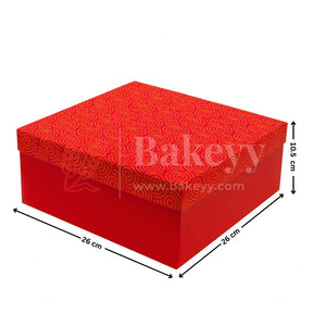 10x10x4 Inch| Rigid Square Shaped Gift Box | Hamper Box | Red | 1 Piece - Bakeyy.com - India - 10x10x4 Inch| Rigid Square Shaped Gift Box | Hamper Box | Red | 1 Piece - Default Title