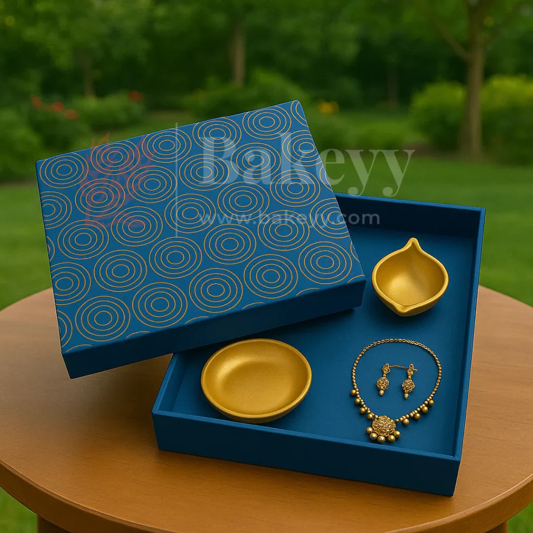 10x10x4 Inch | Rigid Square Shaped Gift Box | Hamper Box | Royal blue | 1 Piece