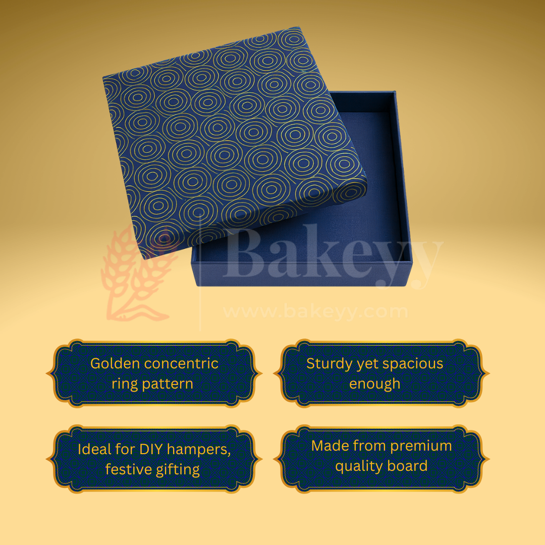 10x10x4 Inch | Rigid Square Shaped Gift Box | Hamper Box | Royal blue | 1 Piece