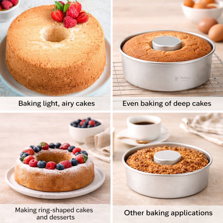 Round Aluminium Donut Shape Cake Pan | Tube Mould for Sponge, Pound & Ring Cakes | 4 Sizes Available | Pack of 1