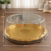 RoundCakeBoxwithGoldenBase_ClearDomeLid2TrayDesignsPremiumCakePackagingPackof50_3 - Bakeyy.com