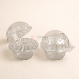 Round Clear PET Container with Attached Dome Lid | Cupcake and Dessert box | Disposable Food Packaging Box | Pack of 50