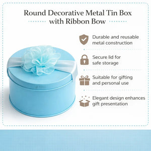 RoundDecorativeMetalTinBoxwithRibbon_3 - Bakeyy.com