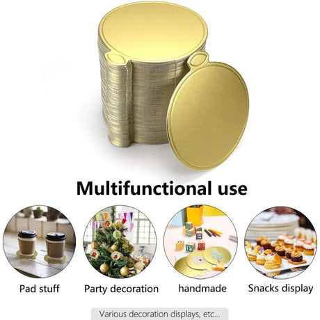 Round Pastry Base Board | Gold Finish Dessert Display Base | Pack of 50