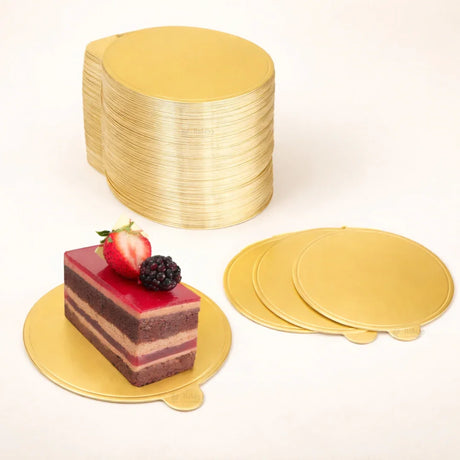 Round Pastry Base Board | Gold Finish Dessert Display Base | Pack of 50