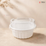 Round Ribbed Plastic Dessert Container with Clear Lid | Mini Sweet & Dessert Packing Box | Pack of 50