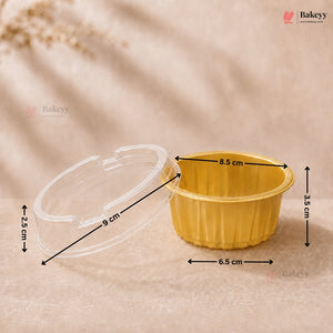 Round Ribbed Plastic Dessert Container with Clear Lid | Mini Sweet & Dessert Packing Box | Pack of 50