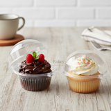Round Clear PET Container with Attached Dome Lid | Cupcake and Dessert box | Disposable Food Packaging Box | Pack of 50