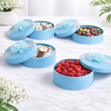 Round Decorative Metal Tin Box with Ribbon | Round Tin Box with Bow | Sweet Box | Chocolates & Keepsakes | Pack of 6