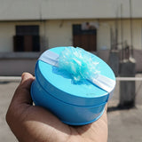 Round Decorative Metal Tin Box with Ribbon | Round Tin Box with Bow | Sweet Box | Chocolates & Keepsakes | Pack of 6