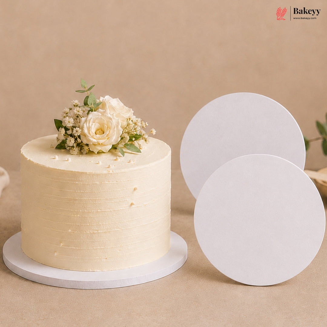Round White Cake Drum Base | Thick Cake Support Board for Decoration & Display | Pack of 5