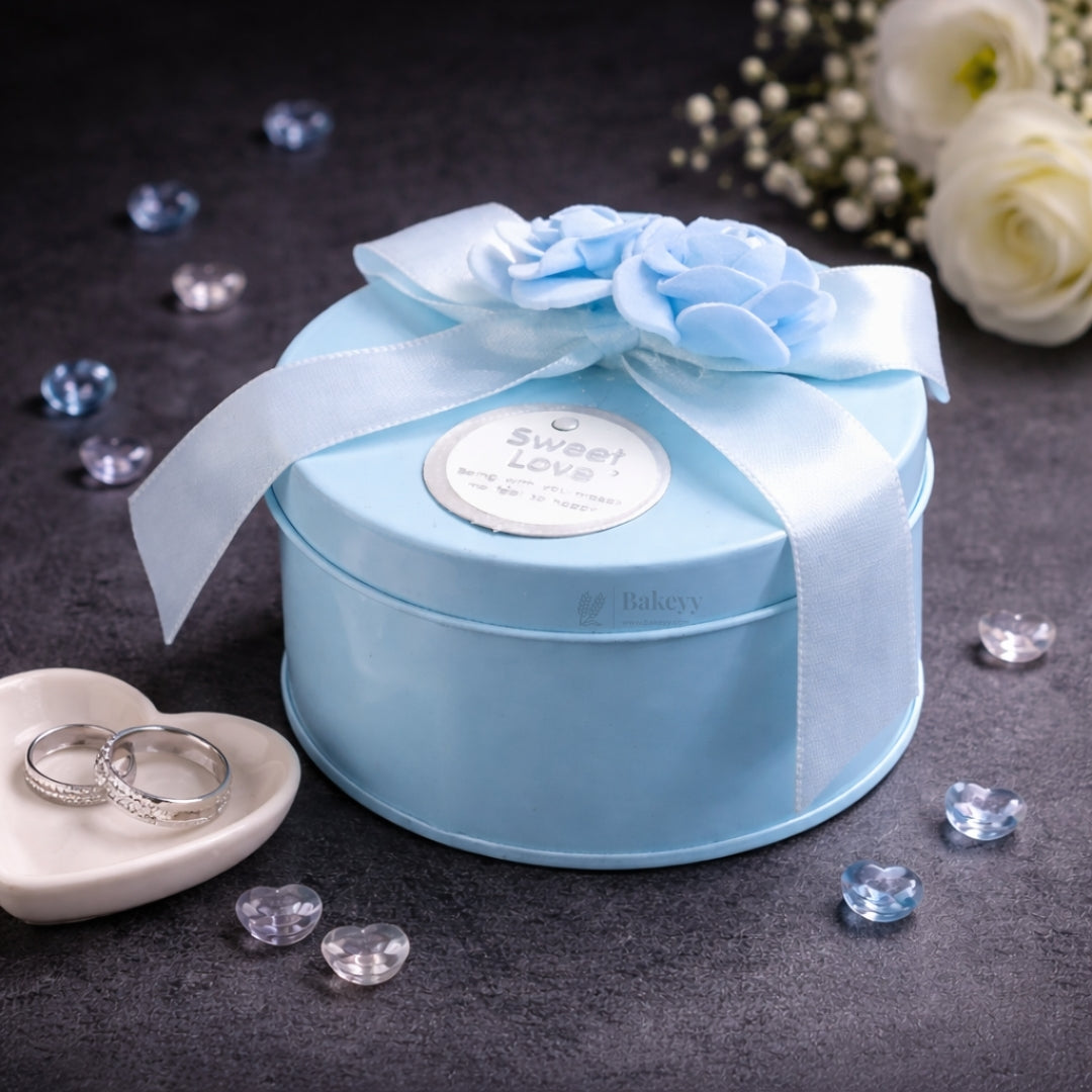 Round Empty Decorative Tin Box | Gift Box | Sweet Box | Jewellery Box | Luxury Box
