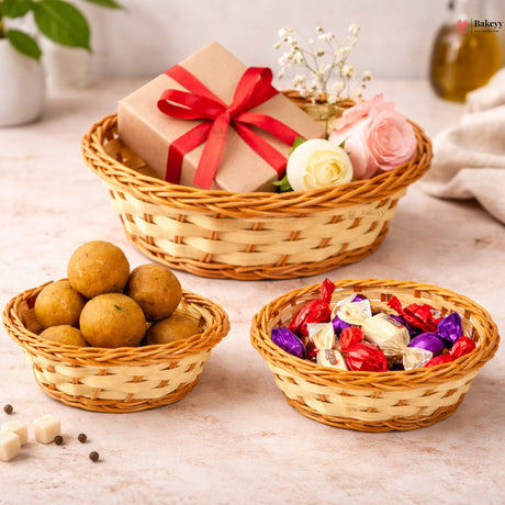 Round Handwoven Wicker Basket | Elegant & Durable Storage Solution | 1 Piece