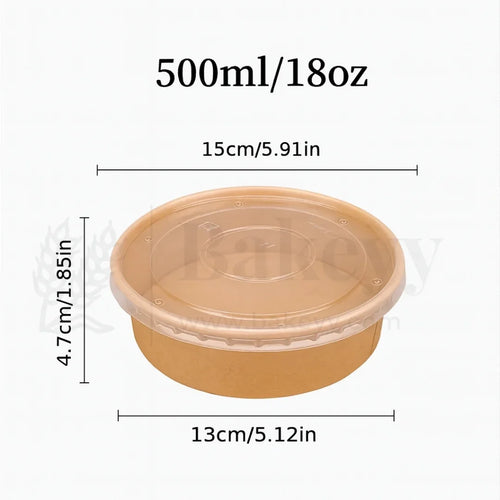 Disposable Round Kraft Containers for Food With Lid | Pack of 50 | Kraft Tub | Dessert Tubs