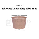 Disposable Round Kraft Containers for Food With Lid | Pack of 50 | Useful for Salads and Meal Takeaway Box