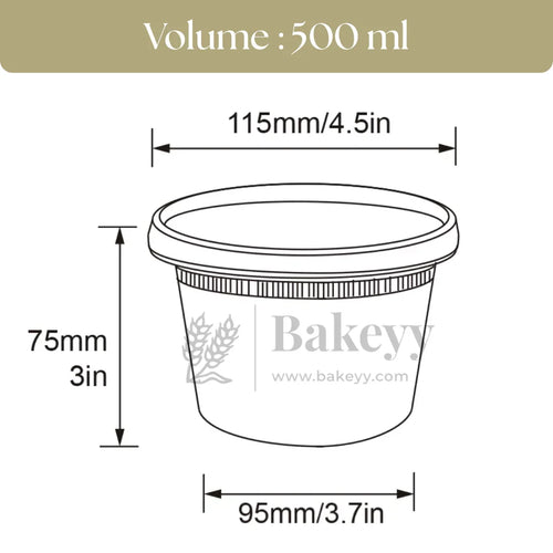 Clear Stackable Round PET Box | Pack of 25 - Bakeyy.com - India - Clear Stackable Round PET Box | Pack of 25 - 500 ml