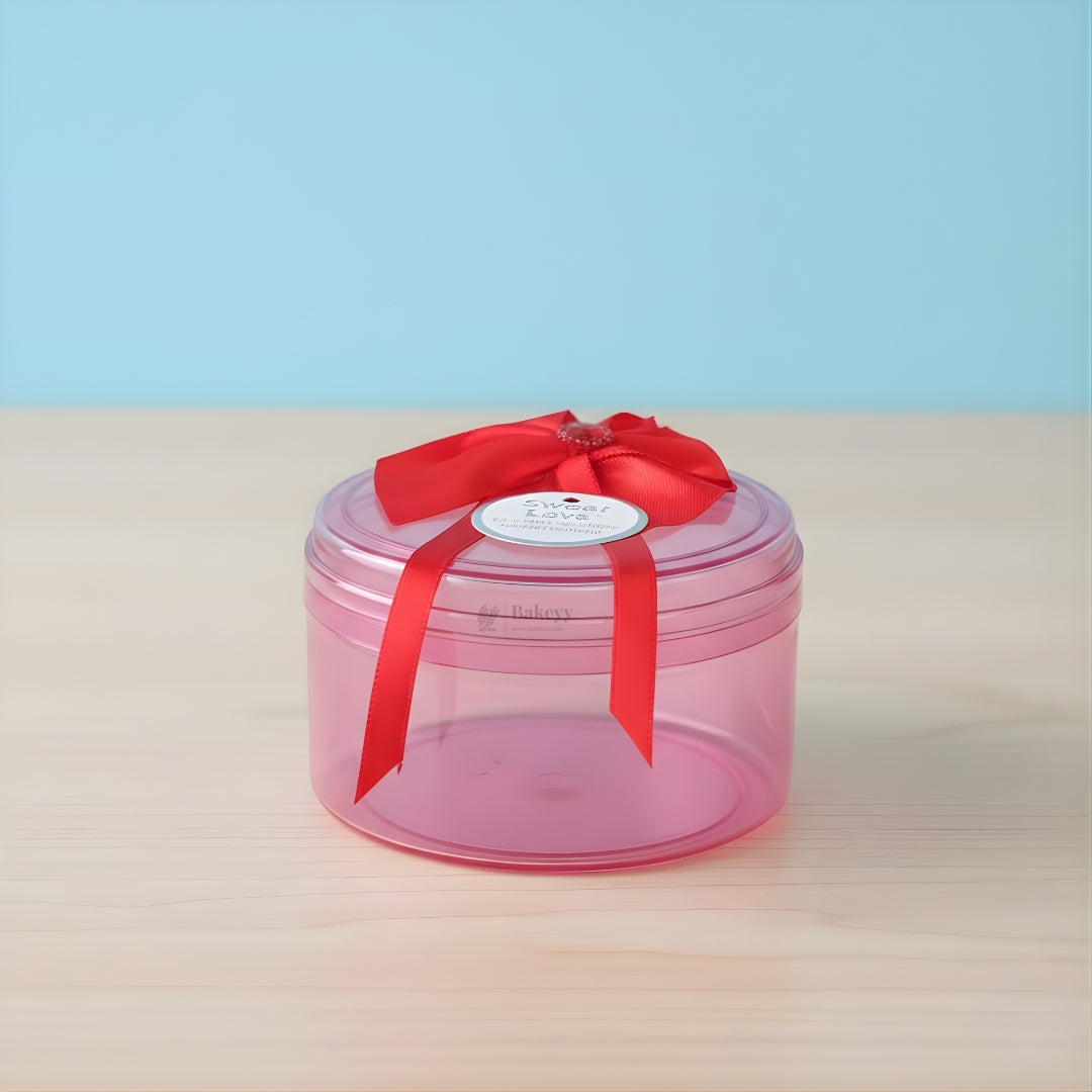 Round Red Empty Decorative Acrylic Box | Gift Box | Chocolate Box | Sweet Box | Jewellery Box | Plastic Box | Pack of 12