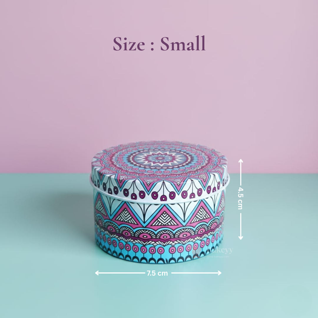 Round Mandala Design Empty Tin Boxes | Mandala Print | Tin Box | Pack of 6
