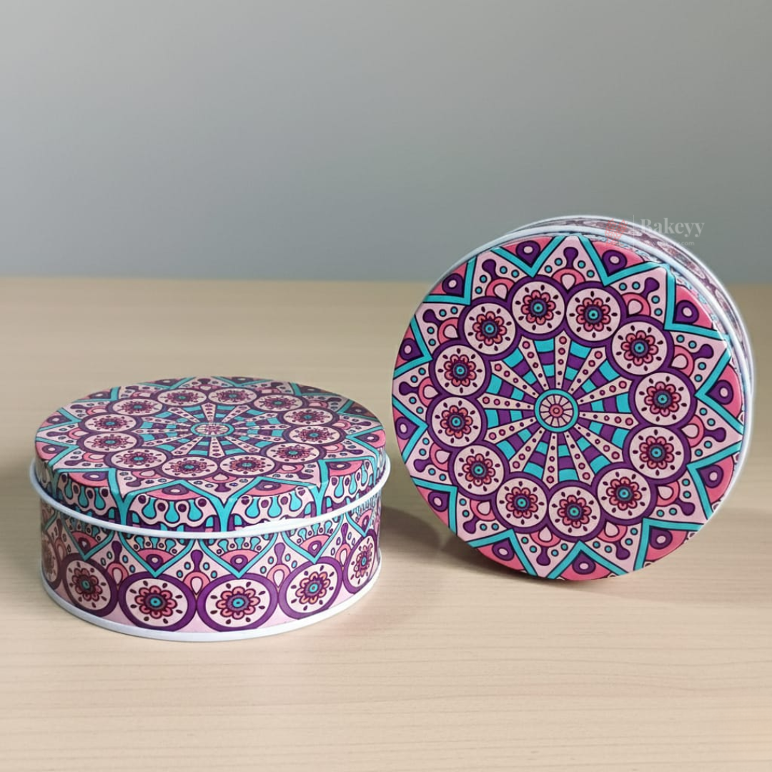 Round Mandala Design Empty Tin Boxes | Mandala Print | Tin Box | Pack of 6