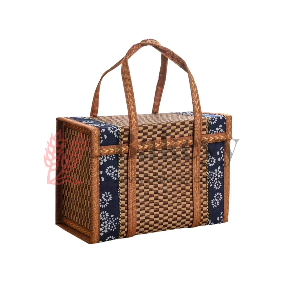 Premium Woven Picnic Basket Box with Handle | Handmade Wicker basket | 1 Piece