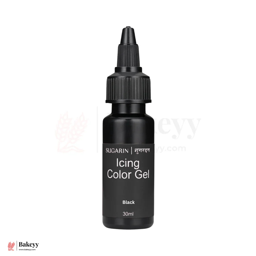 Sugarin Black Icing Color Gel – 30ml | Vibrant Food Gel Color for Cakes, Fondant & More - Bakeyy.com - India - Sugarin Black Icing Color Gel – 30ml | Vibrant Food Gel Color for Cakes, Fondant & More - Default Title