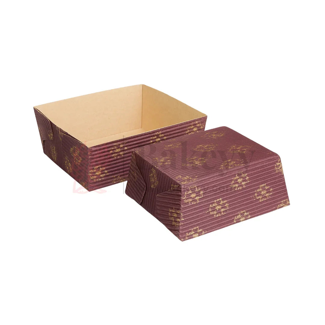 Brownie Bake N Serve Paper Trays | Pack of 50 | Floral Print Square Cups in Red, Blue & Brown for Elegant Baking & Serving