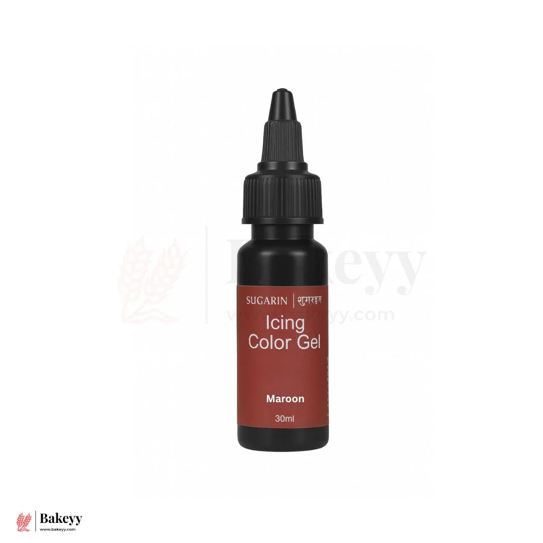 Sugarin Maroon Icing Color Gel – 30ml | Vibrant Food Gel Color for Cakes, Fondant & More - Bakeyy.com - India - Sugarin Maroon Icing Color Gel – 30ml | Vibrant Food Gel Color for Cakes, Fondant & More - Default Title
